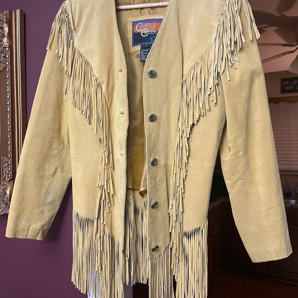 Cripple Creek Jackets & Blazers - Triple Creek Women's Yellow Leather Fringe Jacket